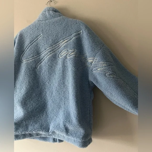 YoungLA Blue Sherpa Fleece Jacket Size M Men’s Cozy Oversized Zip Up
